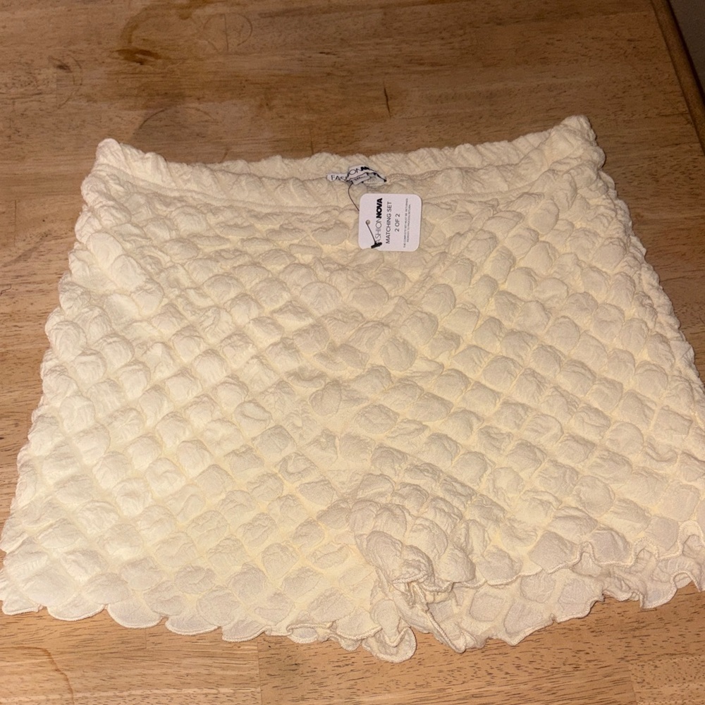 Fashion Nova Too and  Cream Quilted High Waist Shorts
